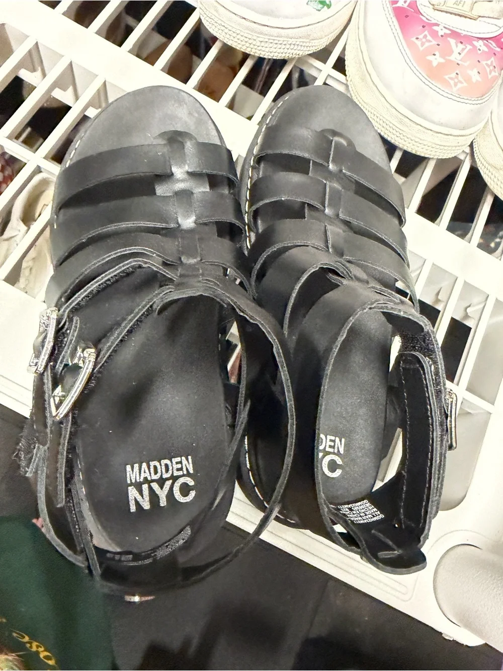 Madden nyc Black Strappy Gladiator Sandals